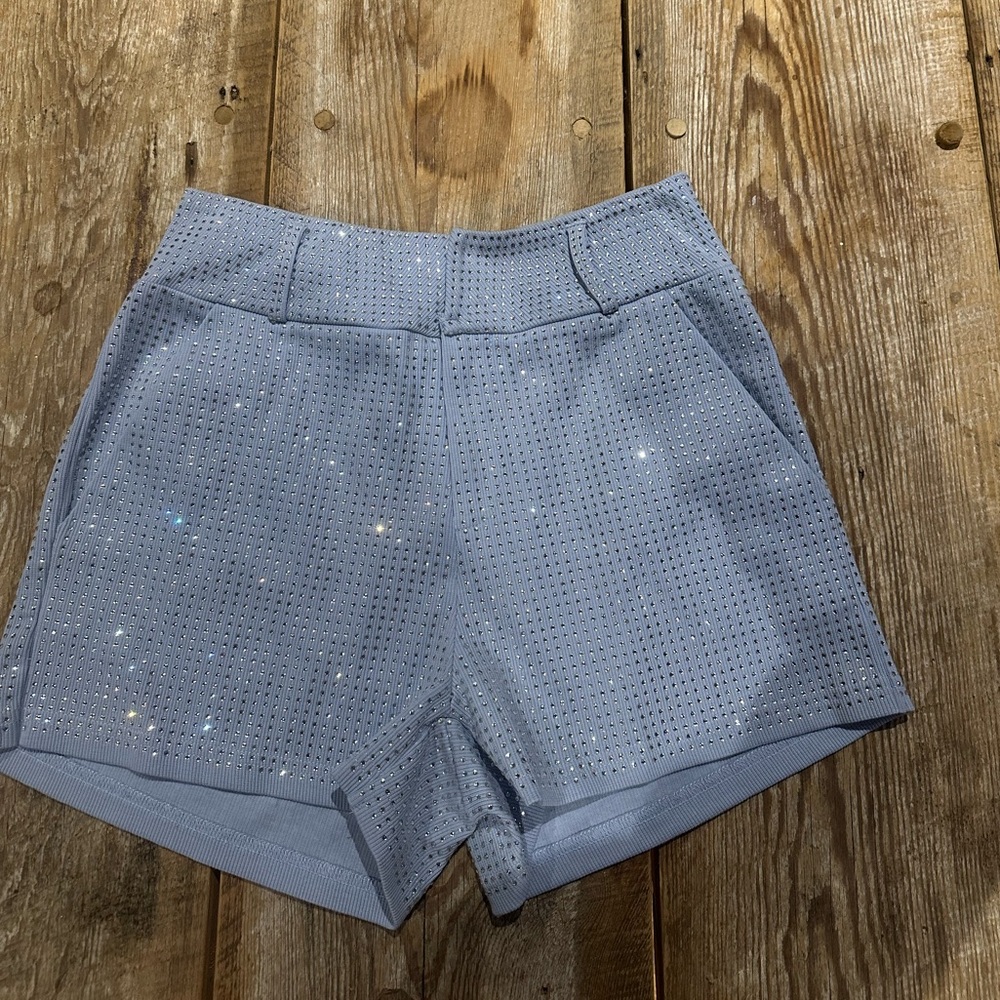 Nanamacs Sparkle Light Blue High Waist Women's Shorts